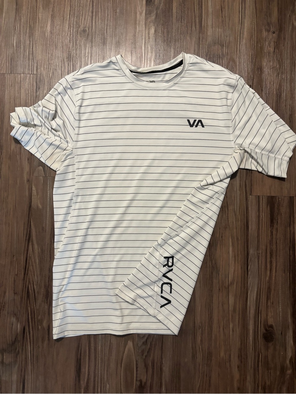 RVCA Men’s White Striped Short-Sleeve Tee